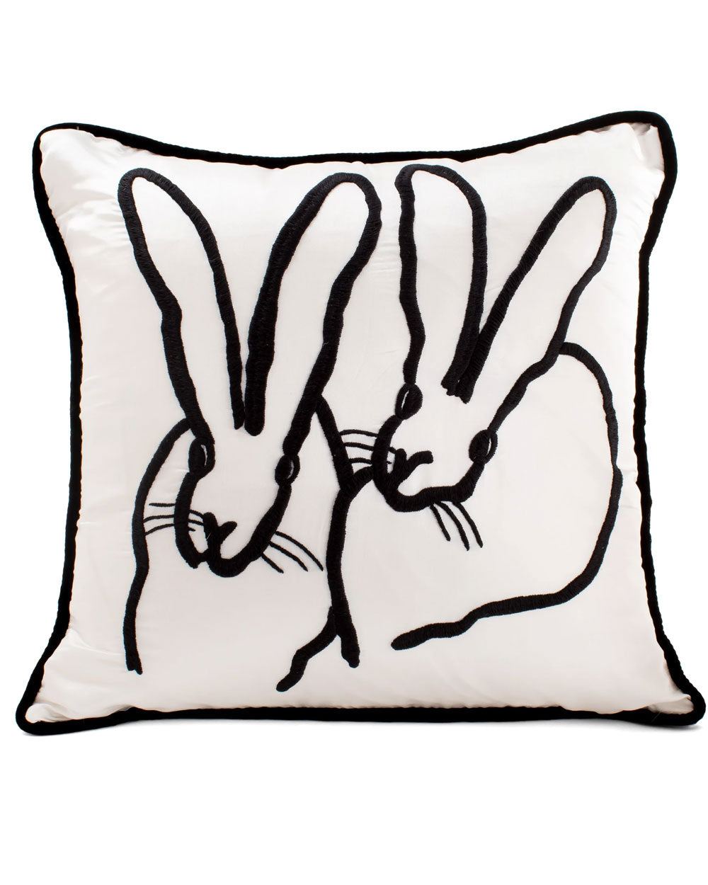White Embroidered Silk and Velvet Bunny Pillow
