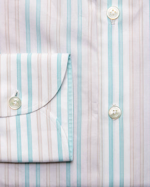 Aqua and Tan Striped Shirt