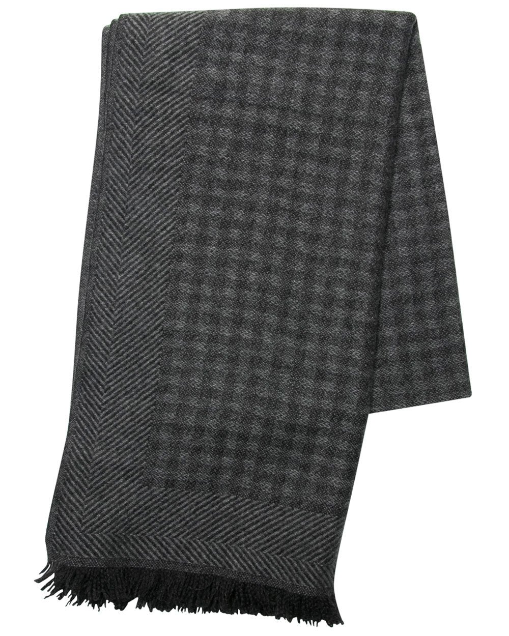Black and Grey Checkered Cashmere Scarf