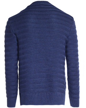 Blue Cable Knit Crewneck Sweater