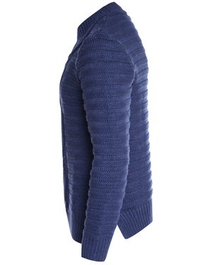 Blue Cable Knit Crewneck Sweater