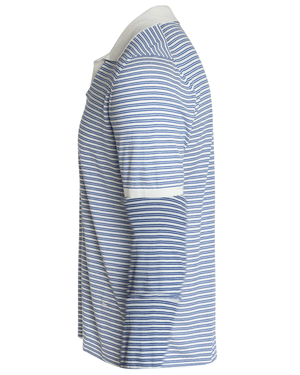 Blue and White Striped Cotton Short Sleeve Polo
