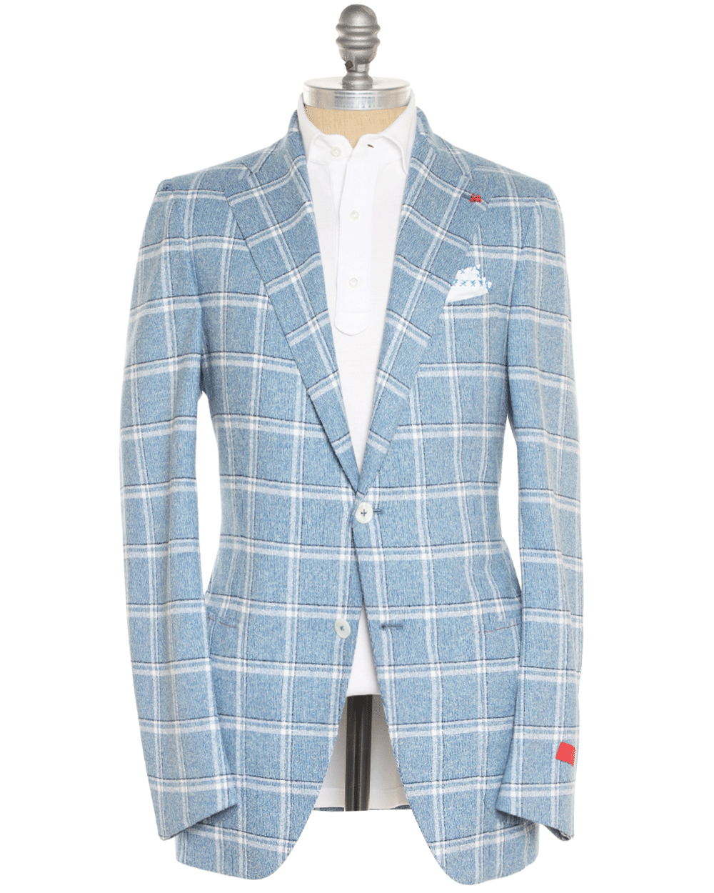 Blue and White Textured Windowpane Sportcoat