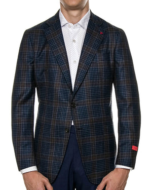 Blue with Black and Brown Overcheck Sportcoat