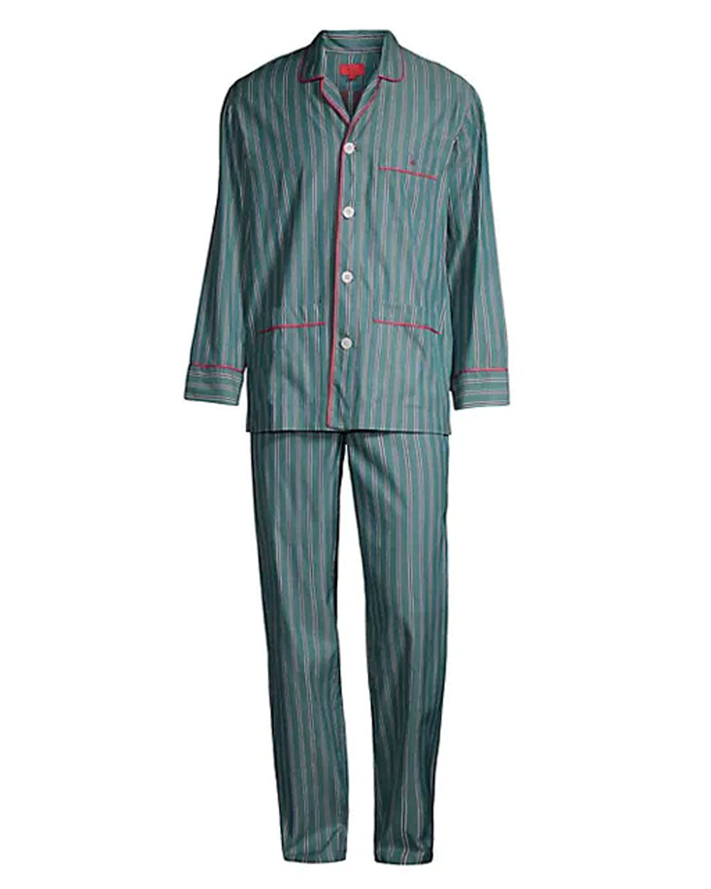 Green Stripe Cotton Pajama Set