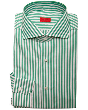 Green and White Stripe Sport Shirt