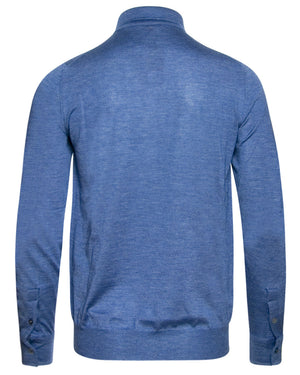 Light Blue Long Sleeve Polo Sweater