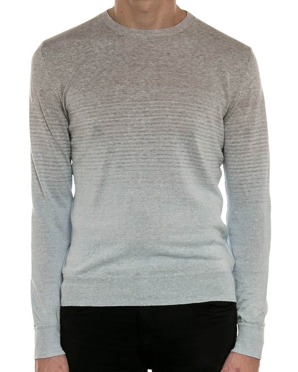 Light Grey and Blue Melange Degrade Knit Sweater