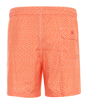 Orange and White Signature Micro Coral Print Swim Short