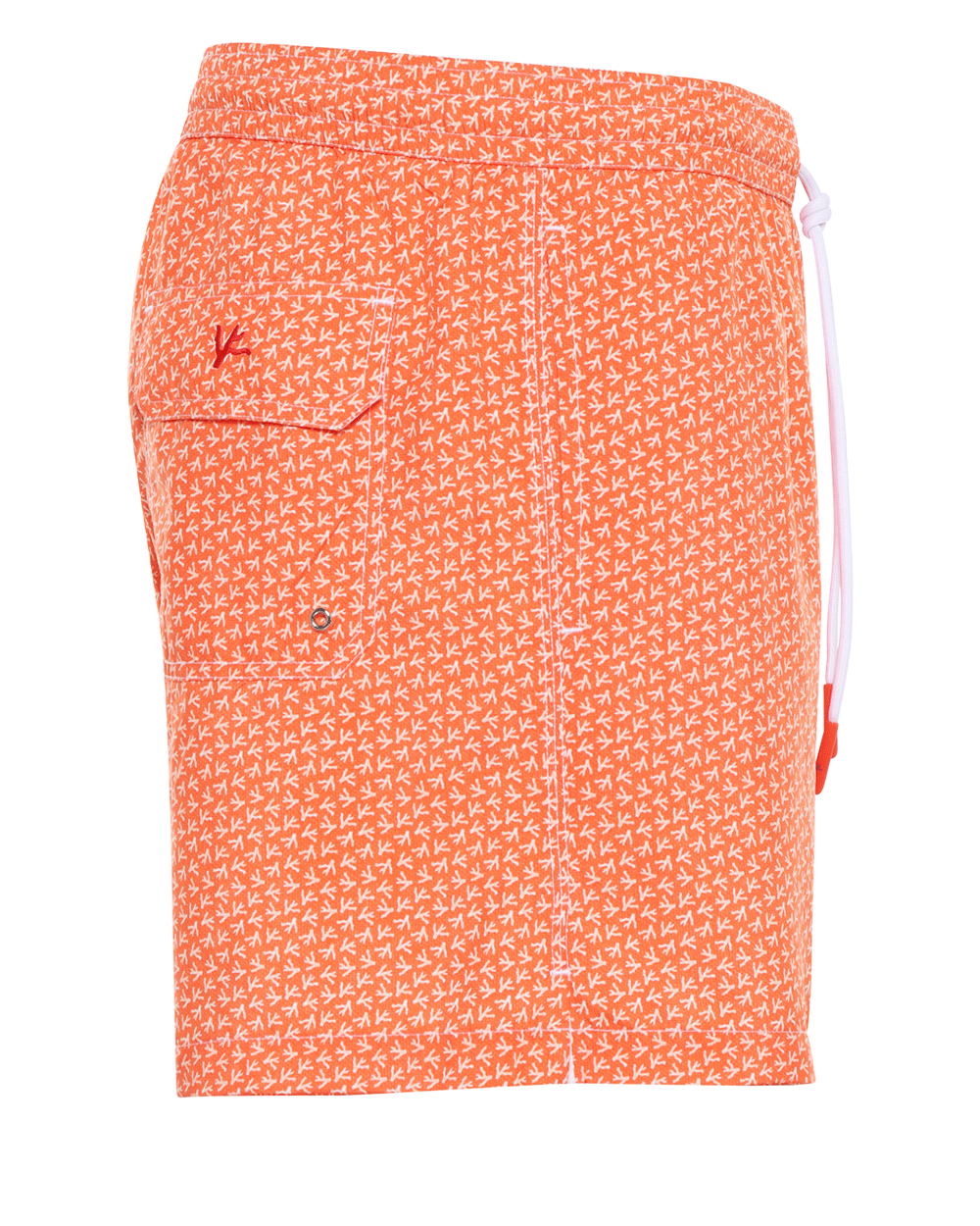 Orange and White Signature Micro Coral Print Swim Short