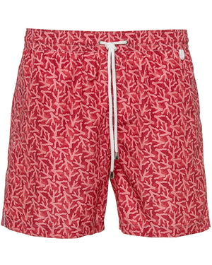 Red ISAIA Coral Logo Swim Trunk