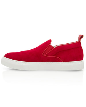 Red Suede Slip On Sneaker