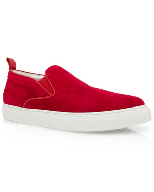Red Suede Slip On Sneaker