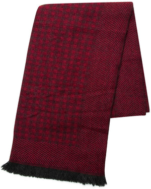Red and Grey Checkered Cashmere Scarf