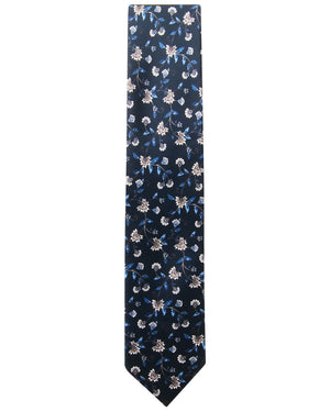 Black and Ivory Floral Tie