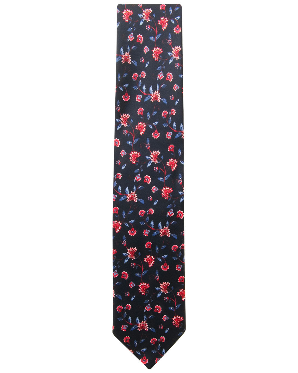 Black and Red Floral Tie
