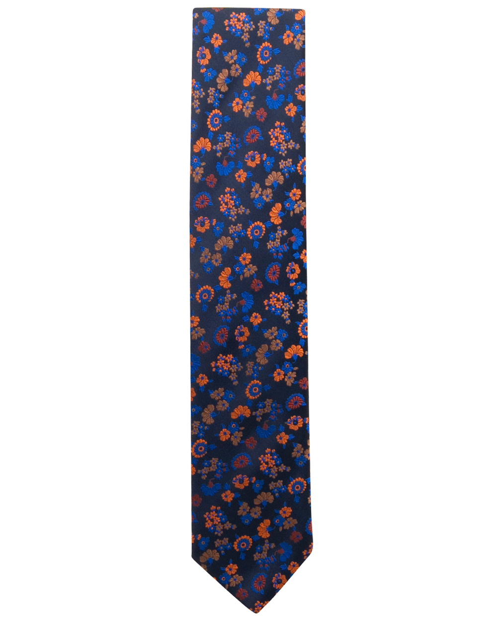 Blue and Orange Floral Tie