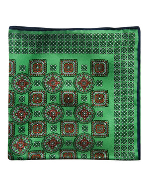 Green and Rust Geometric Pocket Square