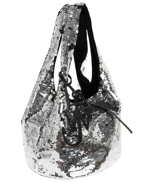 Mini Shopper Tote in Silver Sequin