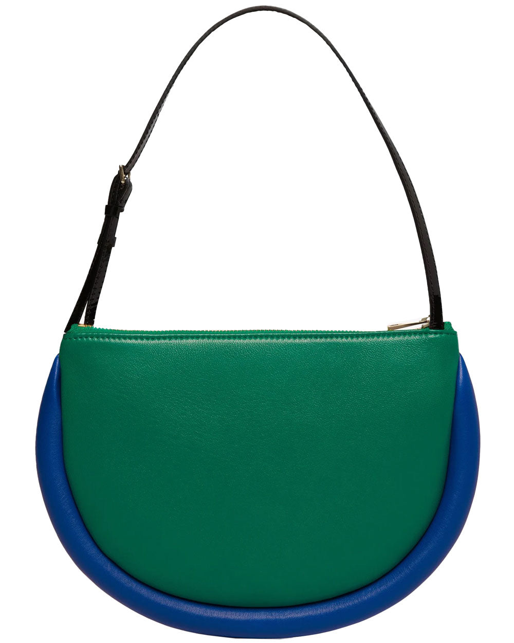 The Bumper Moon Bag in Green and Cobalt
