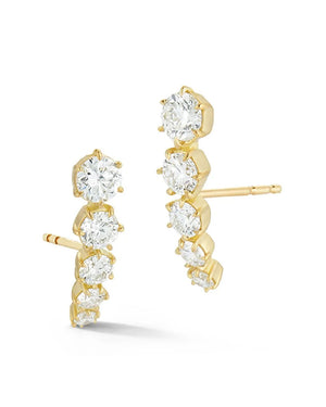 18k Yellow Gold Ara 5 Stone Diamond Stud Earrings