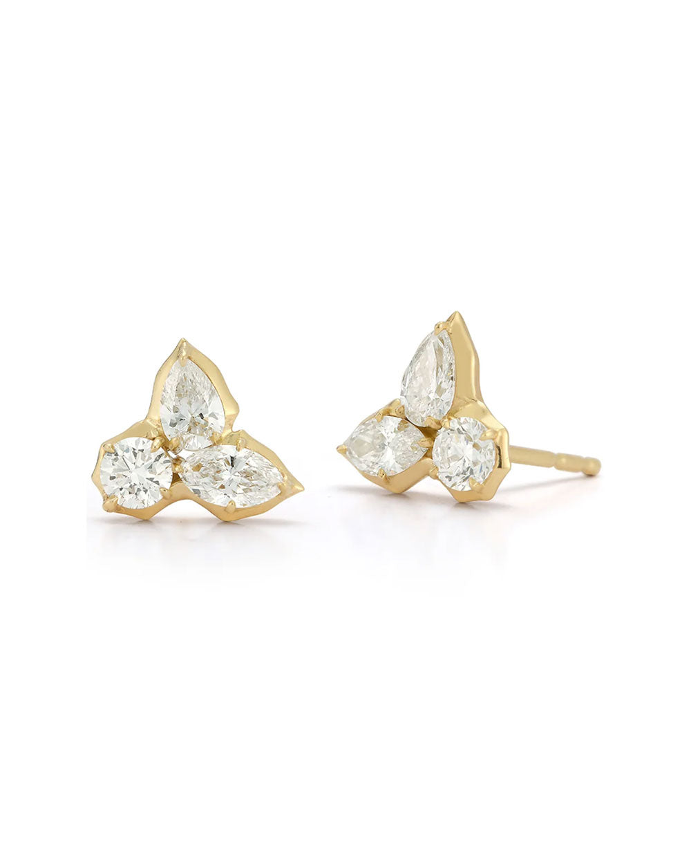 18k Yellow Gold Poppy Diamond Stud Earrings