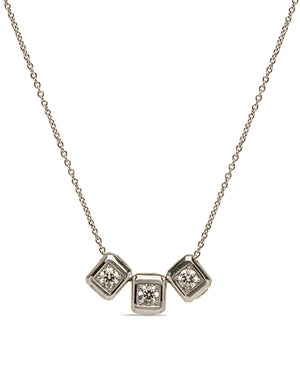 White Gold Diamond Triple Code Necklace