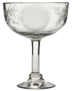 Margarita Glass with Sunflower Etched Pattern
