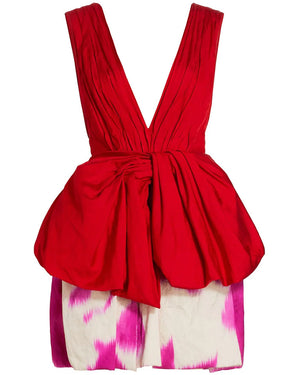 Rouge Deep V Neck Bubble Mini Dress