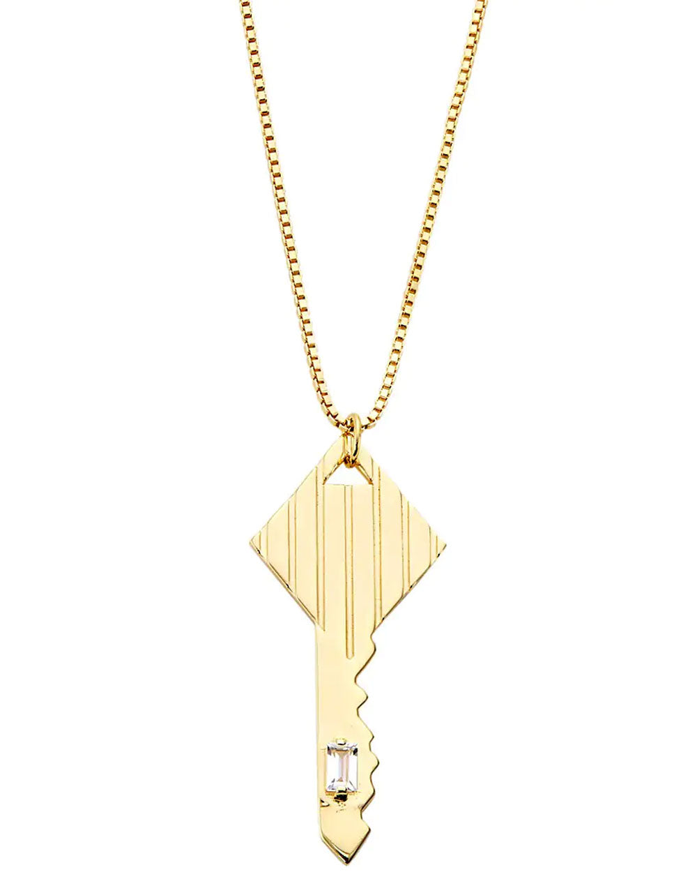 14k Yellow Gold Plated Silver Kaida Key on Chain Necklace