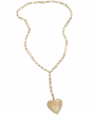 14k Yellow Gold Plated Silver Sheldon Lariat Heart Necklace