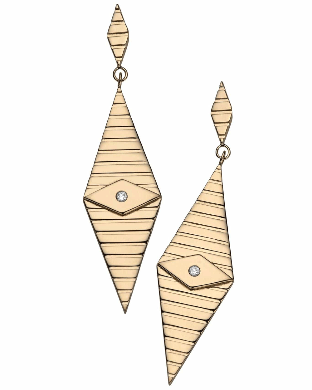 Gold Vermeil Large Nava Kite Earrings with Evil Eye Center