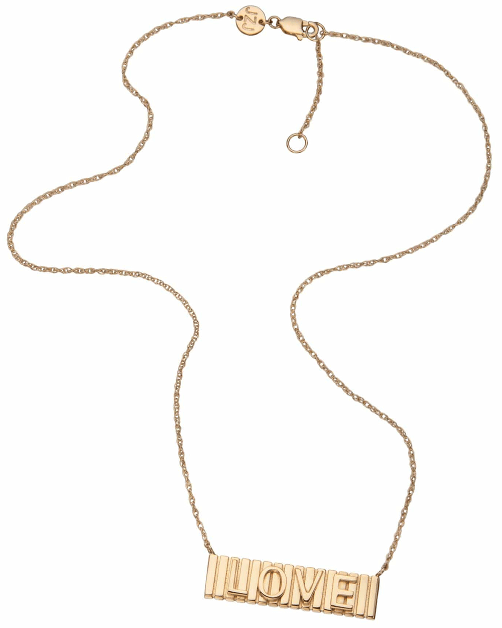 Gold Vermeil Paulina Necklace “Love” on Chain Necklace