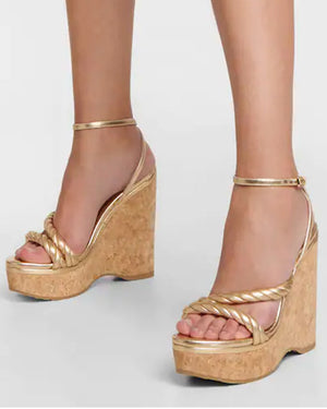 Diosa Wedge Sandal in Gold