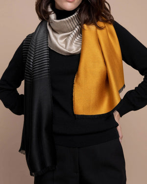 Cashmere Blend Ombre Scarf in Gorse