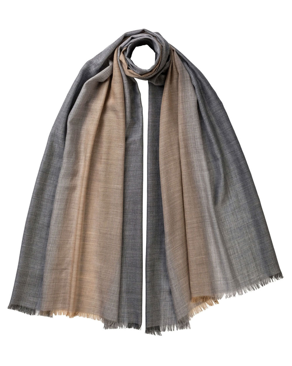 Cashmere Vertical Ombre Scarf in Camel
