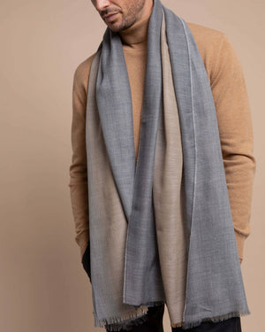 Cashmere Vertical Ombre Scarf in Camel