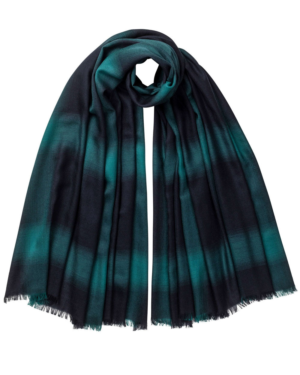 Cashmere Diffused Check Scarf in Green