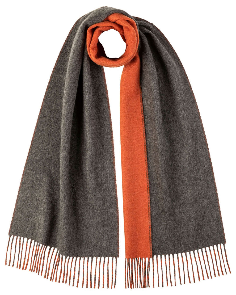 Cashmere Contrast Scarf in Grey and Orange