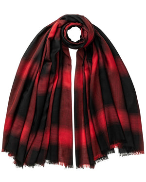 Cashmere Diffused Check Scarf in Red
