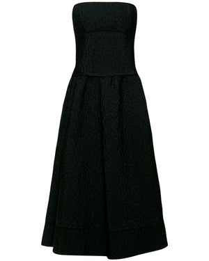 Black Matelasse Strapless London Midi Dress