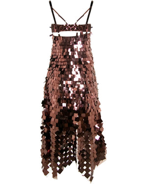 Chocolate Indra Embroidered Sequins Midi Dress