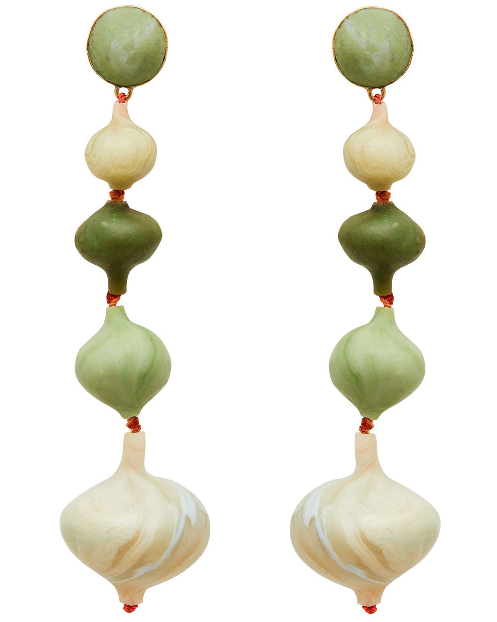 Pagoda Green Clay Earrings
