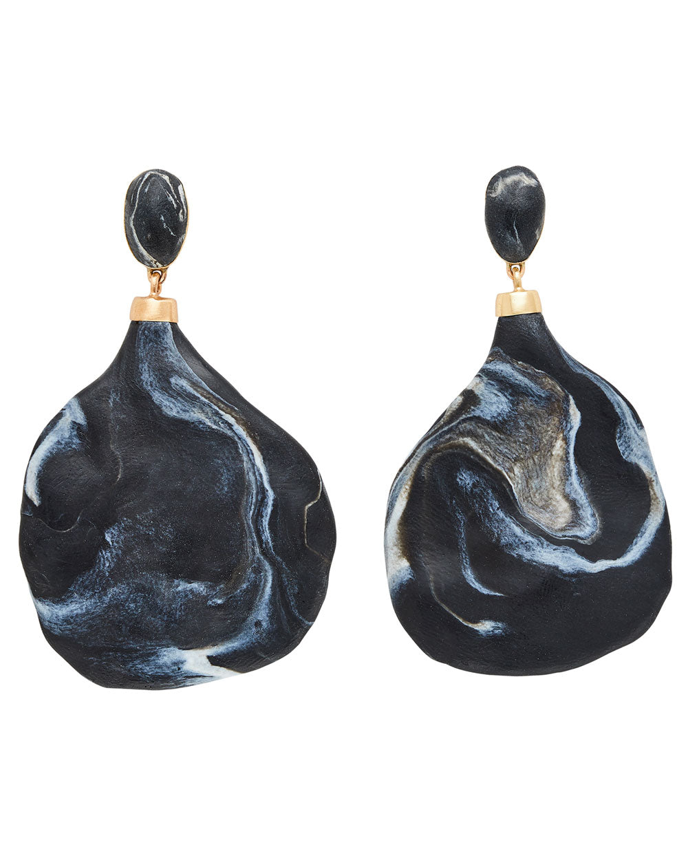 Pendulum Black Clay Bronze Drop Earrings