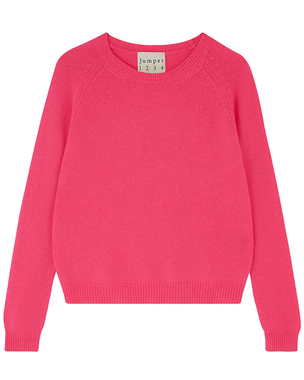 Neon Pink Cropped Crew Neck Sweater