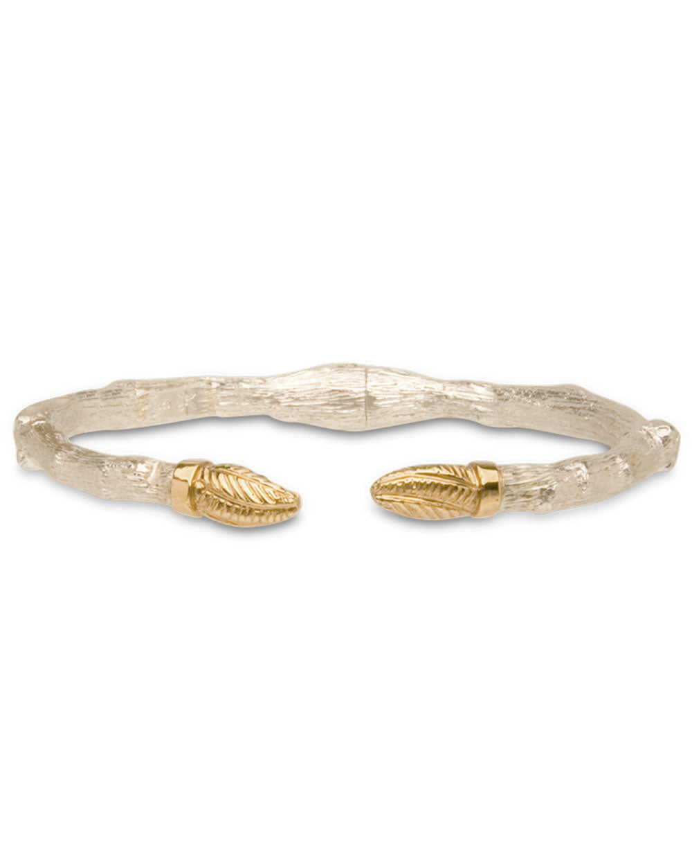 18k Yellow Gold and Sterling Silver Bud Twig Bracelet