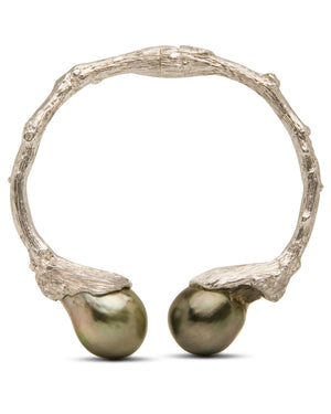 Tahitian Pearl and Diamond Cuff Bracelet