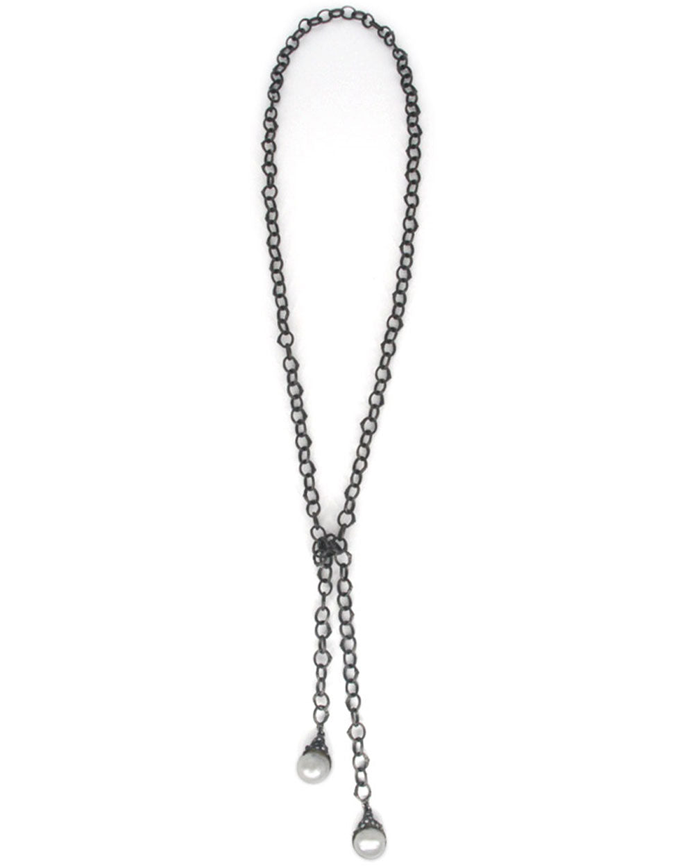 Silver South Sea Pearl Diamond Link Chain Necklace