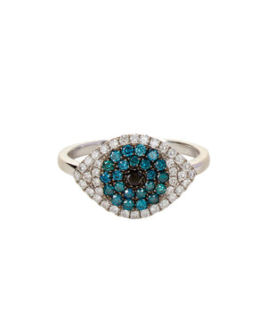Diamond and Blue Sapphire Evil Eye Ring