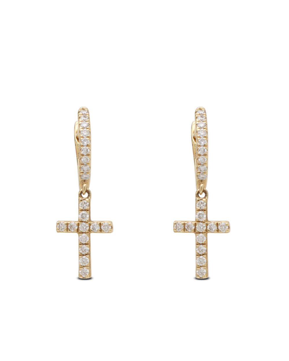 Hanging Diamond Cross Earrings